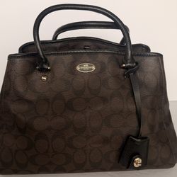 Coach New York Brown/ Blk Signature Print Satchel Bag Purse 