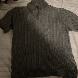 Dark Grey Striped Polo Shirt 