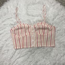 Forever 21 Pink and White Bustier Camisole Size L