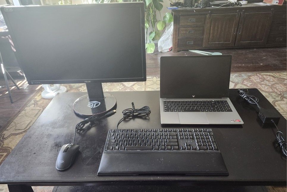 Gaming Set-up Laptop Monitor Keyboard Mouse