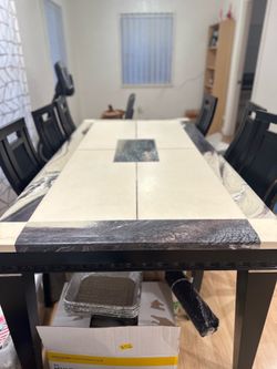 Marble Dining Table + 6 Chairs – Full Dining Set