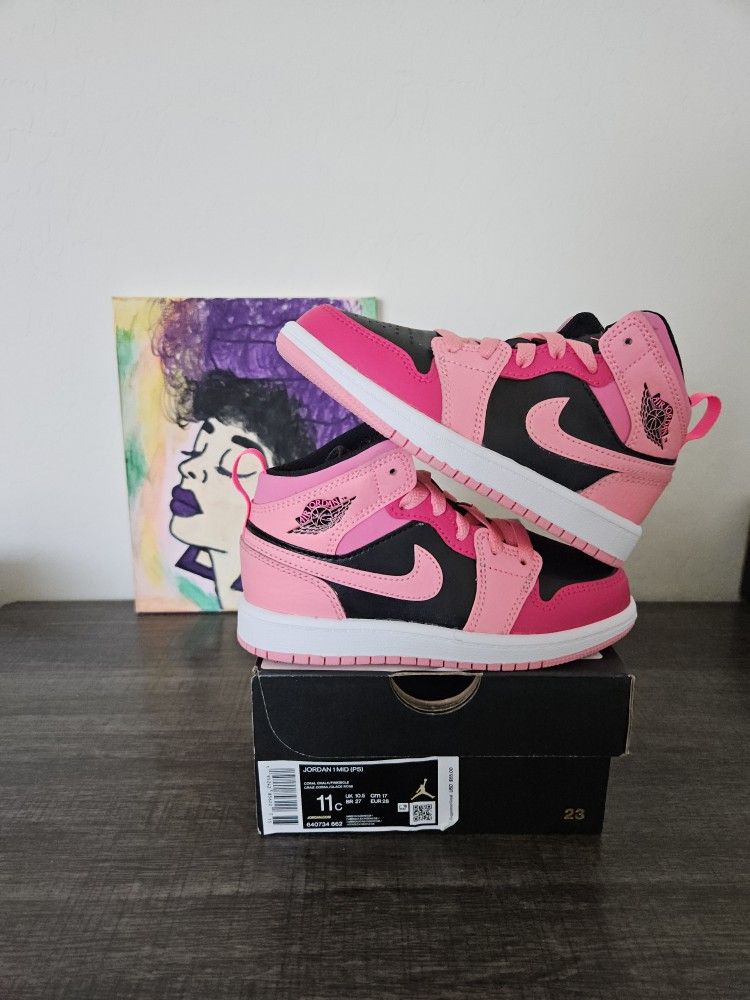Size 11c - Kids Pink Jordan 1's - $85