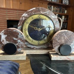 Art Deco Mantle Clock Marble Clock Set