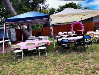 8 6ft rectangle  tables   56 chairs for sale