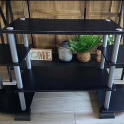 Rounded Corner TV Stand, Black/Grey (Used like new)