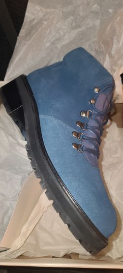 Womens Blue Suede And Leather Boots.