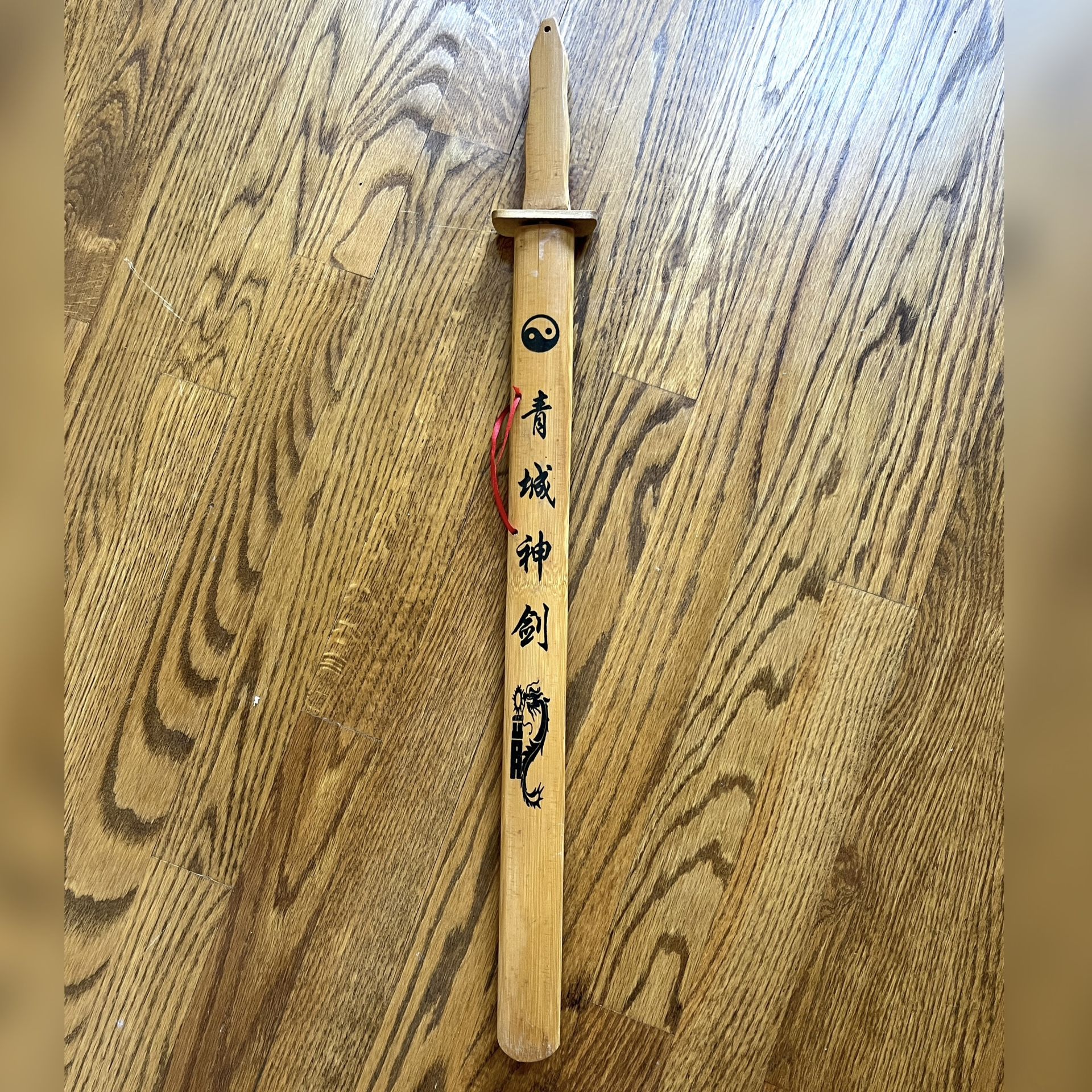Traditional Wooden Sword w/ Scabbard – Dragon Design, Great for Tai Chi (26”)