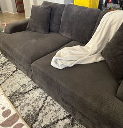 Comfortable 2-Piece Charcoal Gray Living Room Set (Sofa & Oversized Chair)