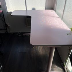 Pink L Shape Desk For Office Room Stationary Cute Sturdy 