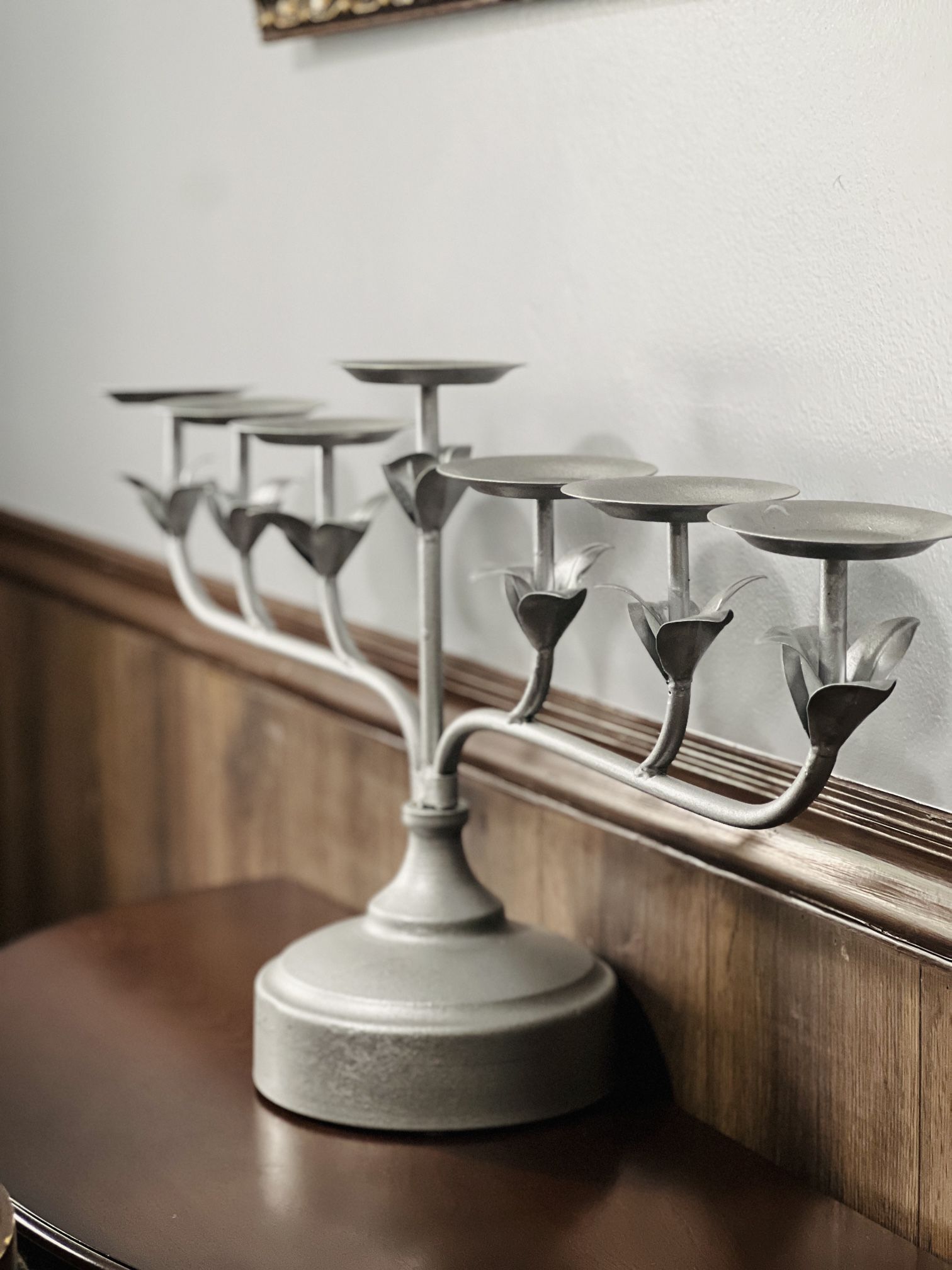 Large Silver Candle Stand Centerpiece