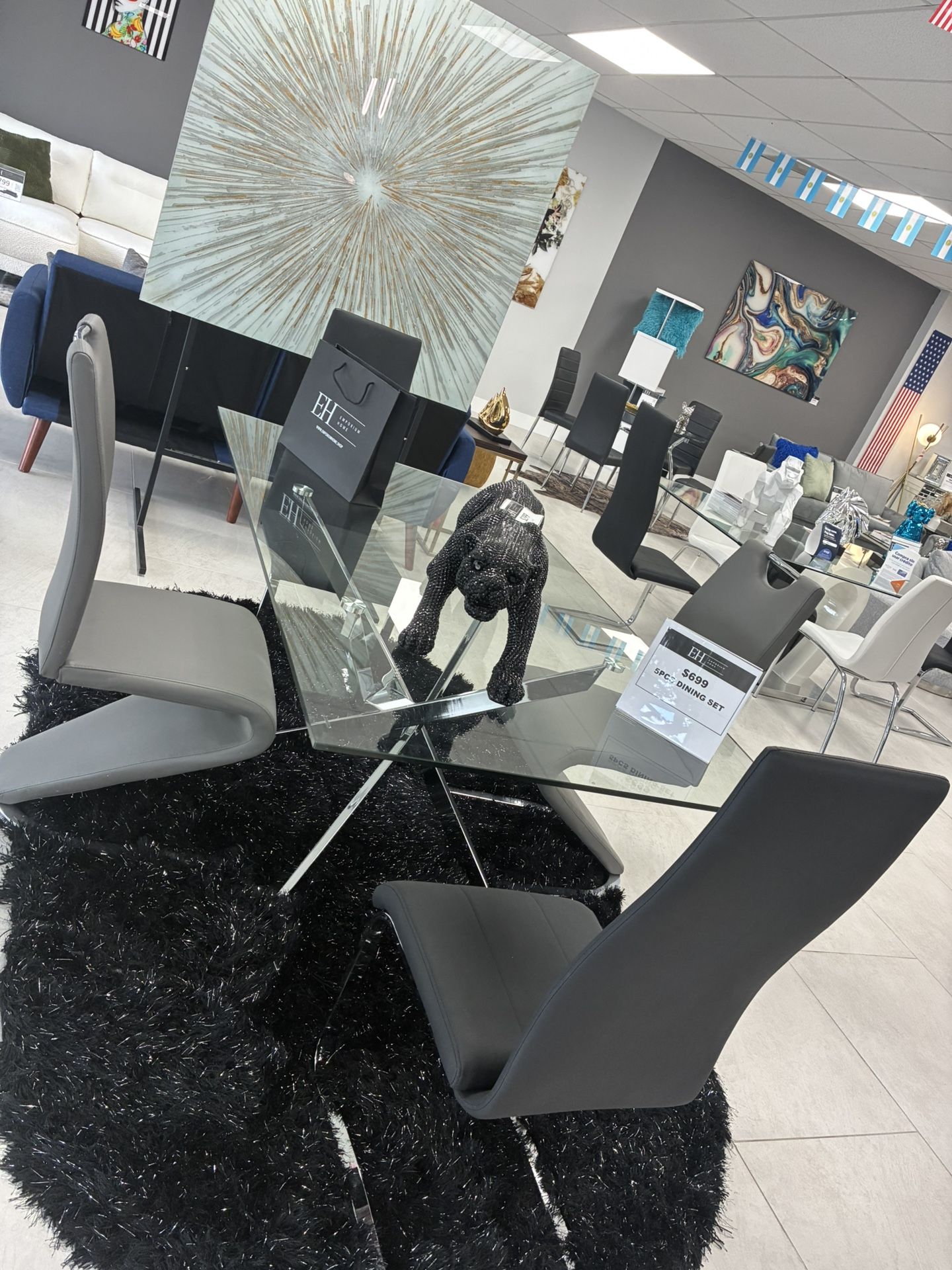 New Dining Table Set 5 PCs Glass