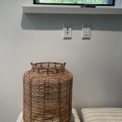 Outdoor Rattan Wicker Intern Light Candle Holder 