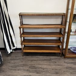 5 Tier Wood Etagere on tiny castors 