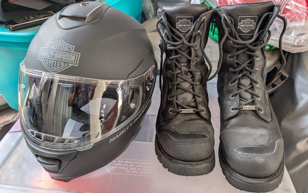 HARLEY DAVIDSON HELMET Modular HD-H24 Men's ((Size XXL)) & Harley-Davidson Men's Motorcycle Boots ((SIZE 12))