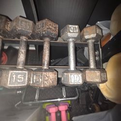 Dumbbells and rack
