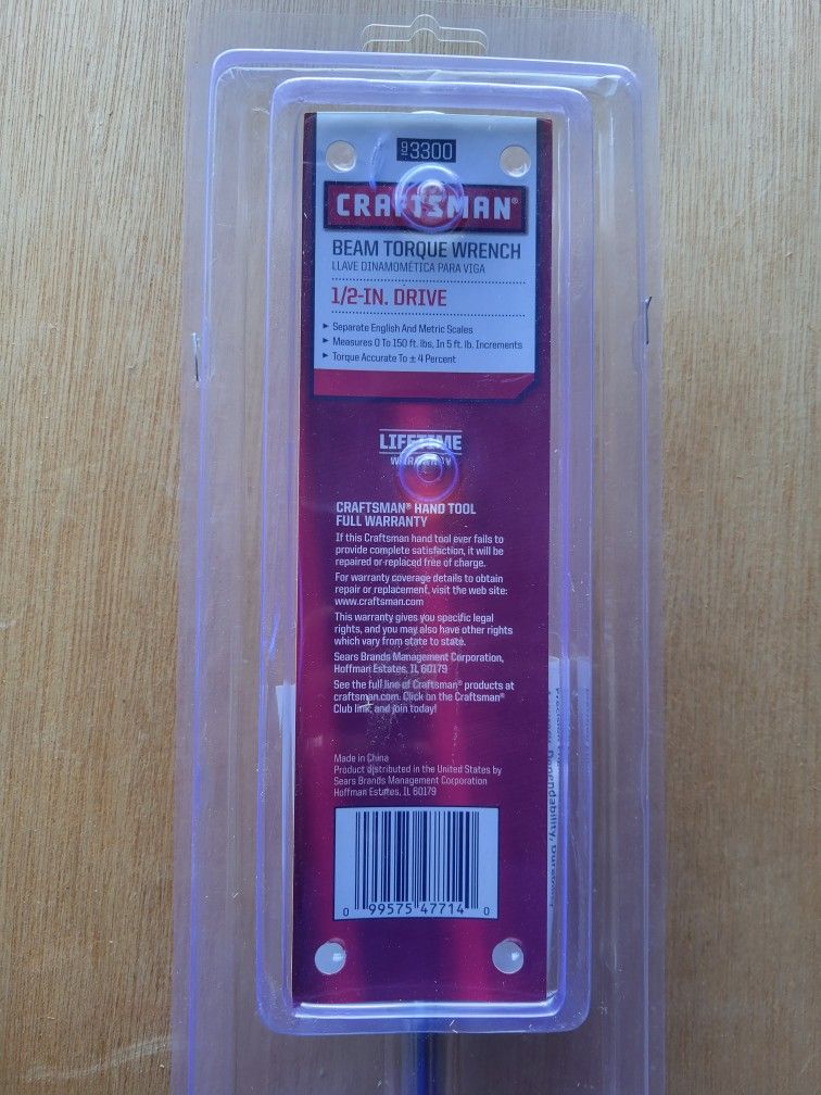 craftsman 1/2" drive beam torque wrench : New