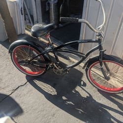 Firmstrong Urban Boy Single Speed Beach Cruiser Bicycle, 20-Inch, Black w/ Red Rims


