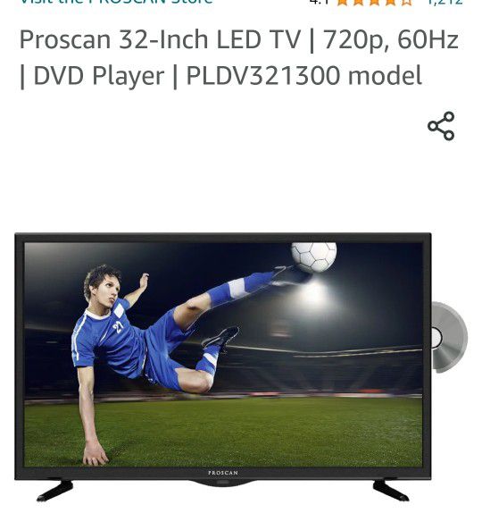 No Remote Proscan 32-Inch LED TV | 720p, 60Hz | DVD Player | PLDV321300

