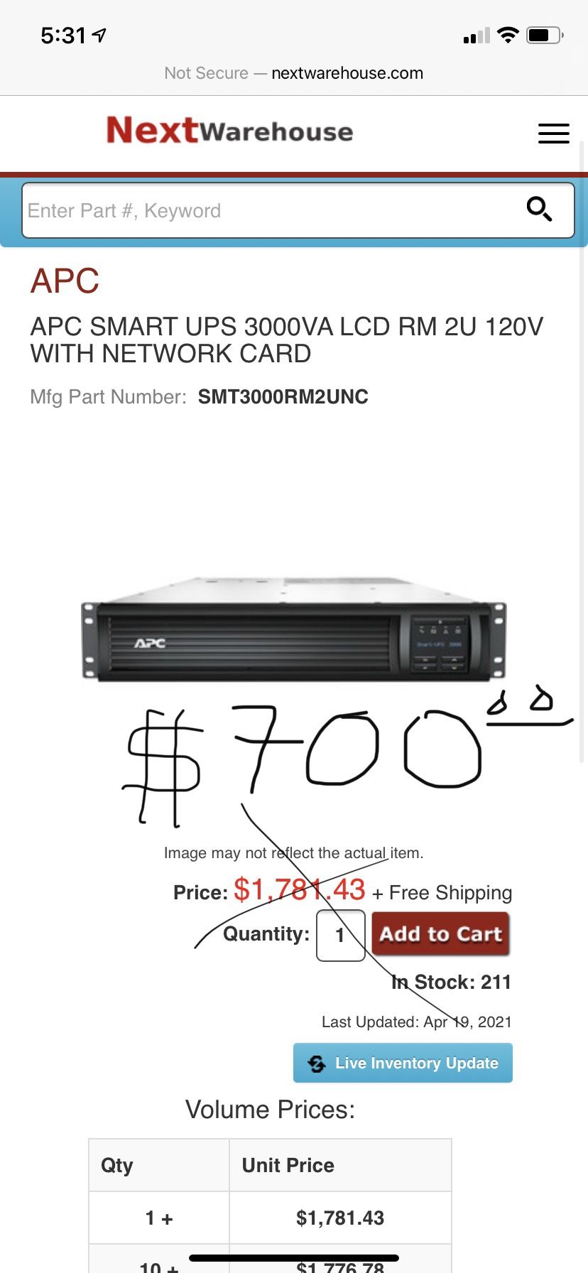 APC Battery backup 120V System.