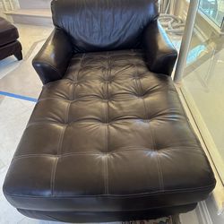 A pair of Divani Brand Dark Brown Leather Chaise Lounge $300each $500both