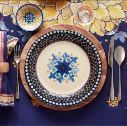 Dinner Plates - 11 1/4" diam- Sicily Ceramic Yellow Pattern