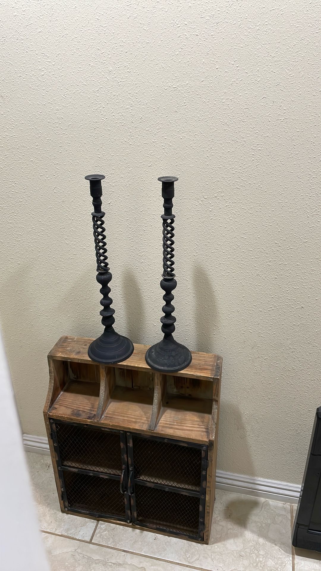 Cast-Iron Thin And Long Candleholders.