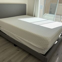 Queen Size Bed Frame + Memory Foam Mattress – Excellent Condition