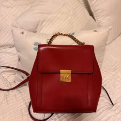 MICHAEL KORS Mindy Red Leather Backpack 