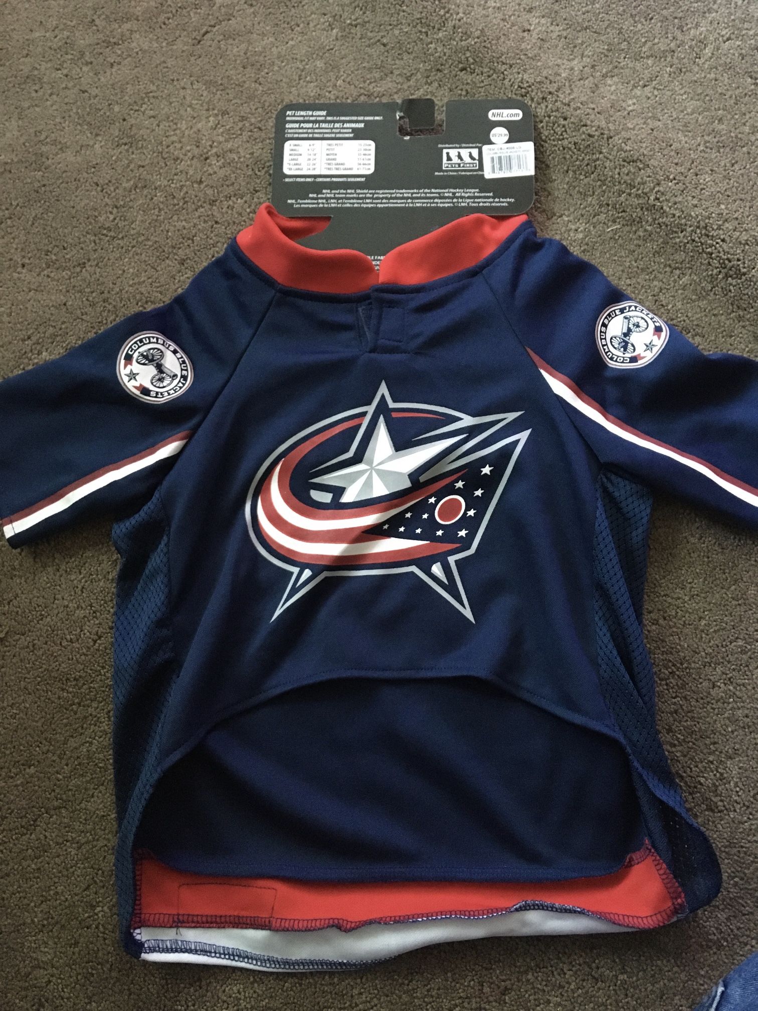 Columbus Blue Jackets Dog Jersey