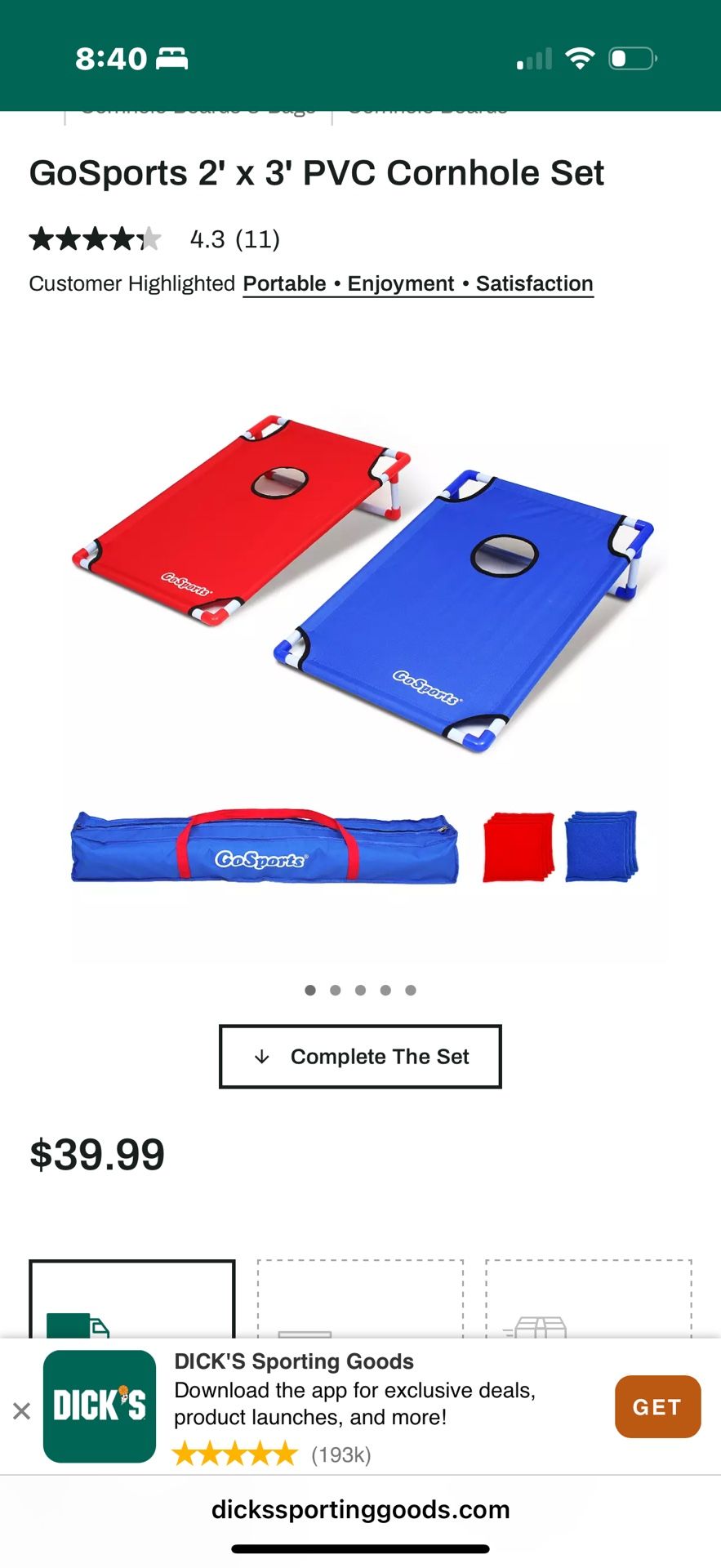 Go Sports Cornhole Game Set