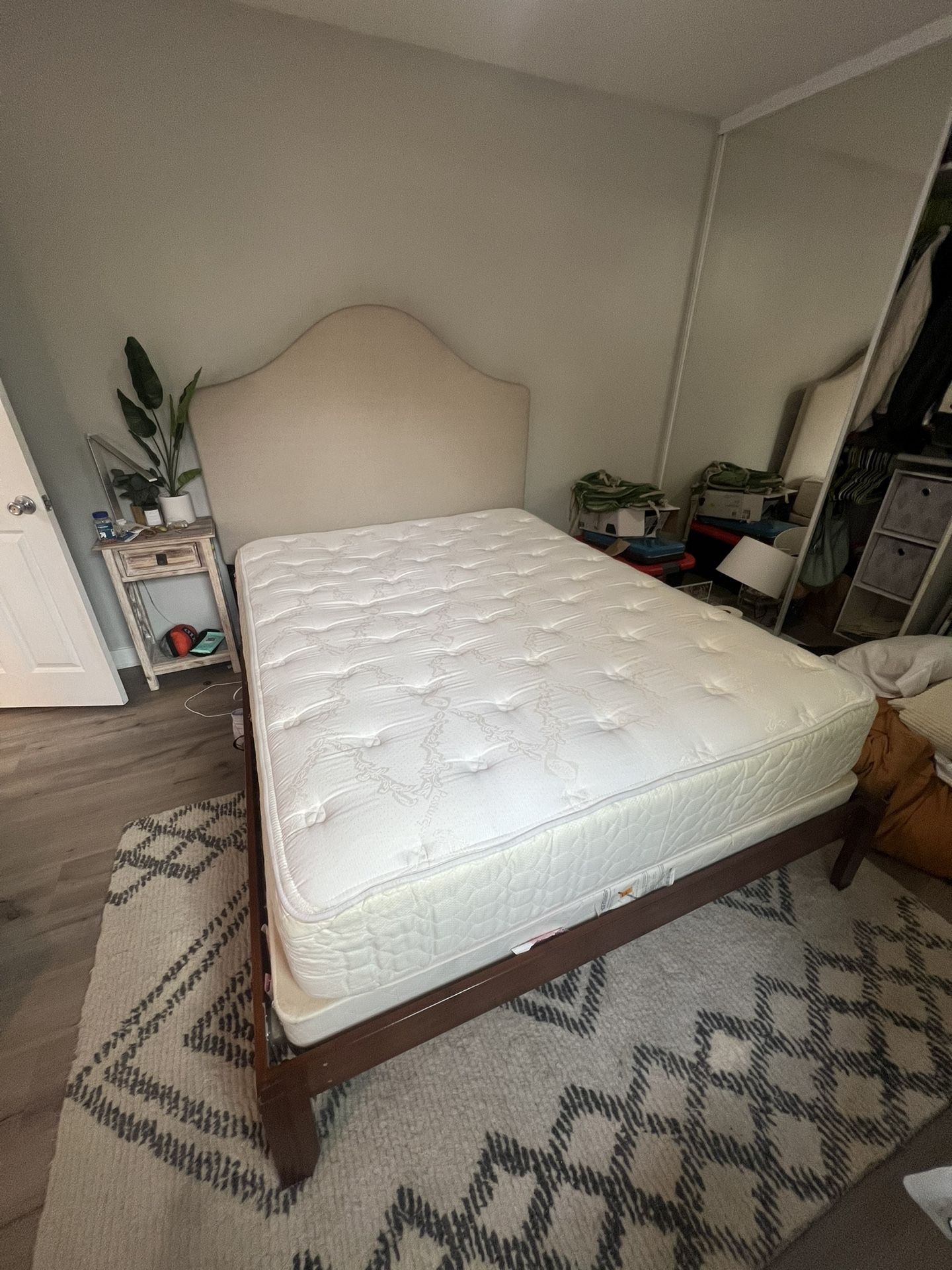 Queen Mattress, Box Spring, Bed Frame And Headboard