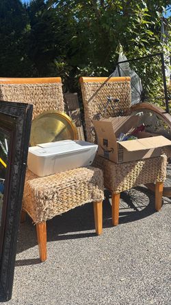 FREE Cat scratched wicker chairs (2)
