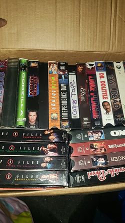 70 VHS tapes Box stack 3 rows deep $40 takes all