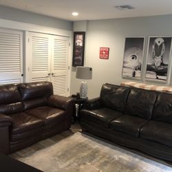 Leather loveseat, and sofa