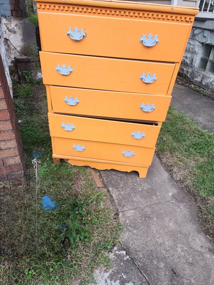 Orange Dresser, 6 Drewers