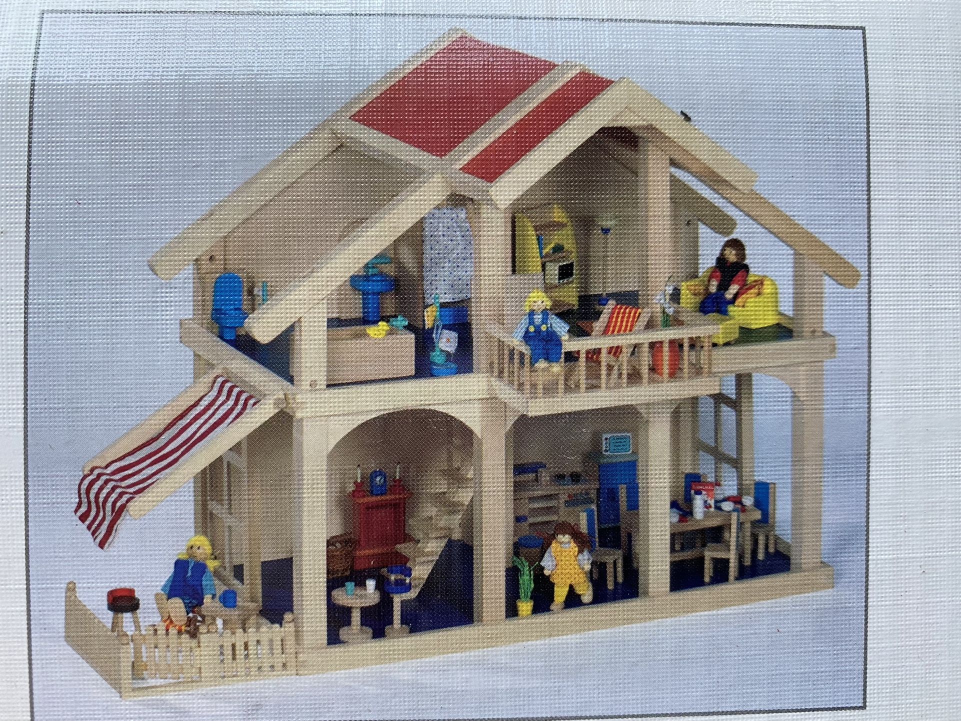 Complete Goki Dollhouse, Furniture And Figures