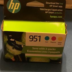 NEW HP 951 Cartridge Ink 3-pack. Cyan, Magenta & Yellow. Exp. Oct 2026