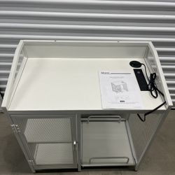 White Filling Cabinet With Sockets For Printer And Paper Shredder  