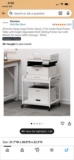 Fannova 2 Tier Under Desk Printer Stand