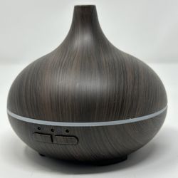 Wood Grain Aroma Diffuser 300ml Dark Brown Ultrasonic Mist Humidifier 7 Lights