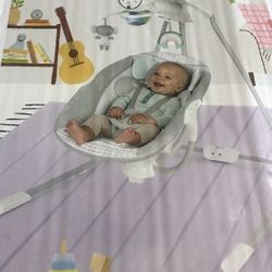 NEW Ingenuity InLighten 5-Speed Baby Swing - Swivel Infant Seat, 5 Point Safety Harness, Nature Sounds, Lights - Van Elephant New, Open Box
