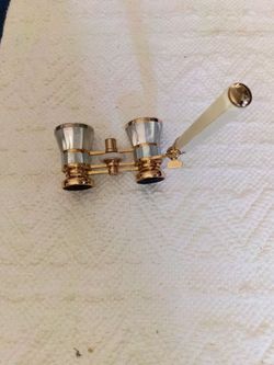 Vintage 1960s Mignon Japan Mother of Pearl Gold Tone Opera Glasses Theater binoculars