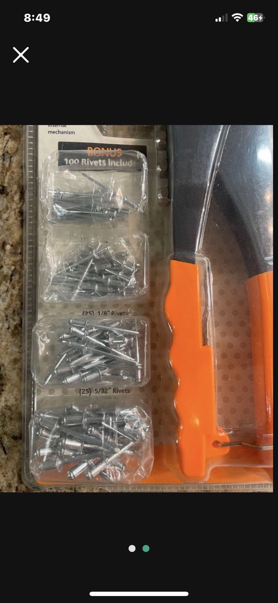 Swivel Head Rivet Gun Kit with 100 Pcs Multi Rivets, Anti-slip Hand Riveter Set