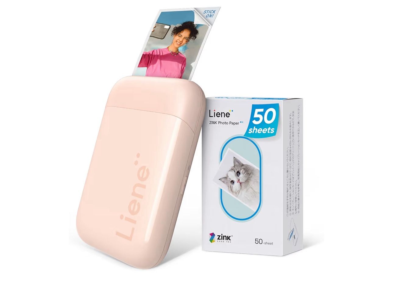 2x3 Photo Printer, Mini Portable Picture Printer 100 Sticky Paper (50 Mono Paper & 50 Zink Paper), Bluetooth 5.0, Compatible w/iOS & Android, Small P