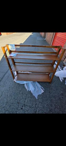 Mid Century Modern Wooden Bookshelf 3 Tier Open Shelving, Solid Wood