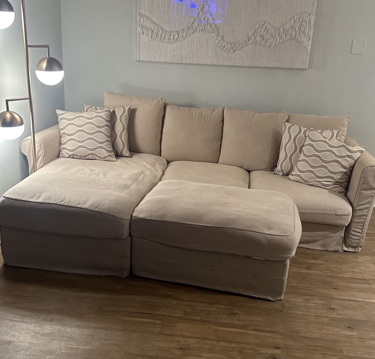 Tan Couch w/Storage! (BEST-offer/ Pick Up ASAP)