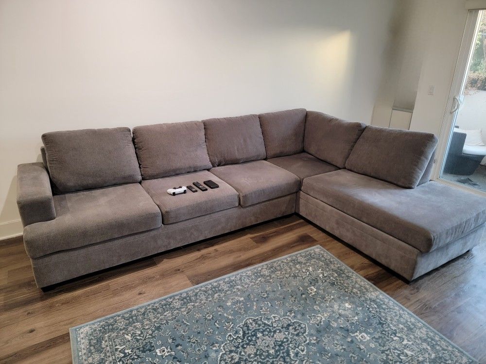 Bonaterra Charcoal Grey Fabric 127" 2 Piece L-Shaped Sectional with Right Arm Facing Corner Chaise