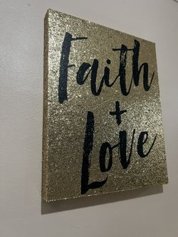 Faith & Love Wall Glitter Canvas