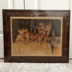 Vintage Deer Bulk Landscape Frame Clock