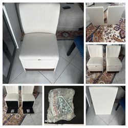 NEW ARMLESS DINING CHAIRS WITH STORAGE ON WHEELS (12 Chairs available)